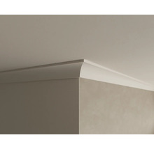 Detailaufnahme einer Deckenleiste an der Wand