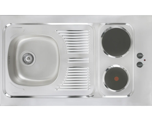 Évier avec deux plaques de cuisson