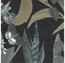 Papier peint avec motif de plantes, de fleurs et de papillons