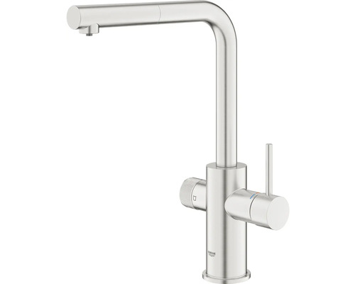 Küchenarmatur aus Metall mit hohem Auslauf