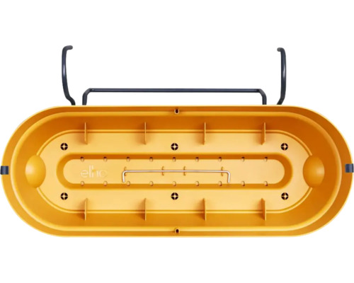 Gelber Balkonkasten mit Aufhängung für den Aussenbereich