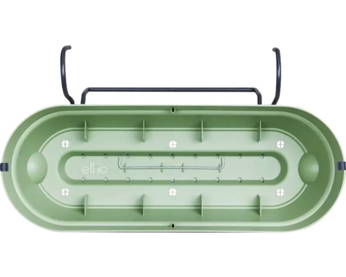 Grüner Blumenkasten mit Halterung für den Balkon