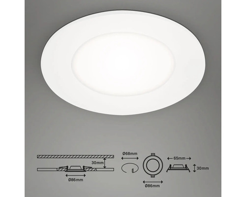 Spot encastrable rond avec indications de dimensions