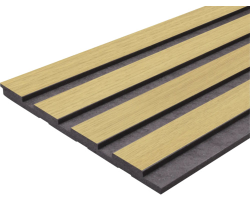 Panneau acoustique avec lamelles de bois sur support en feutre