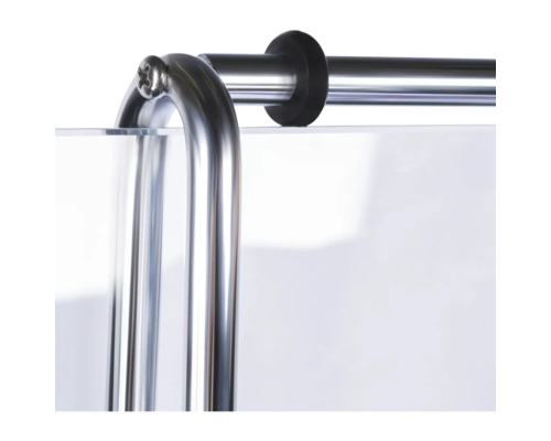 Detailansicht eines Duschkabinen-Stabilisators mit Schraube und Dichtung