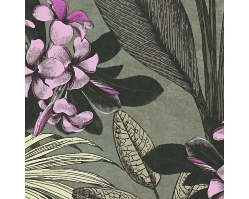 Papier peint avec motif de fleurs et de feuilles