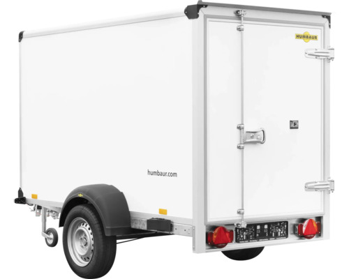 Remorque fourgon blanche Humbaur avec porte arrière