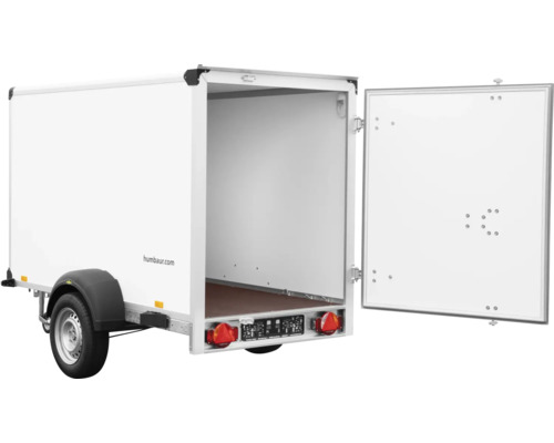 Remorque fourgon Humbaur avec porte ouverte