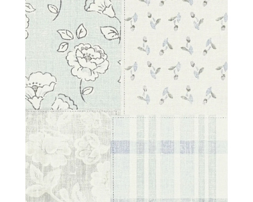 Papier peint à motif floral et à carreaux