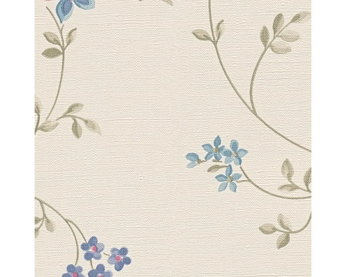 Tapete mit Blumenmuster und Leinwandstruktur