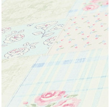 Tapete mit Patchworkmuster mit Blumen und Karos