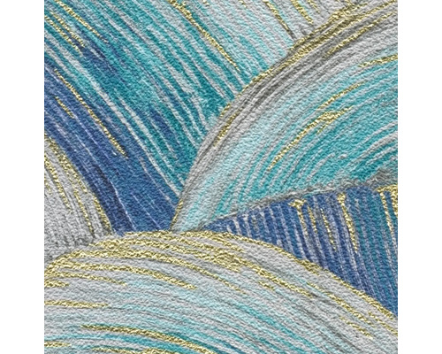 Gros plan d''un papier peint texturé avec un motif tourbillonnant bleu et doré