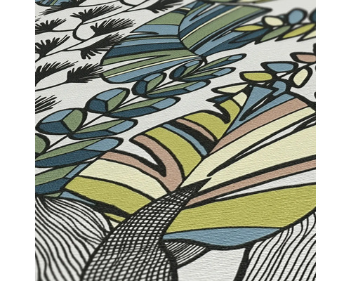 Gros plan d''un papier peint texturé à motifs végétaux