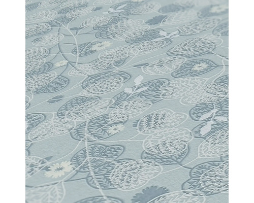 Nahaufnahme einer Tapete mit Blatt- und Blumenmuster