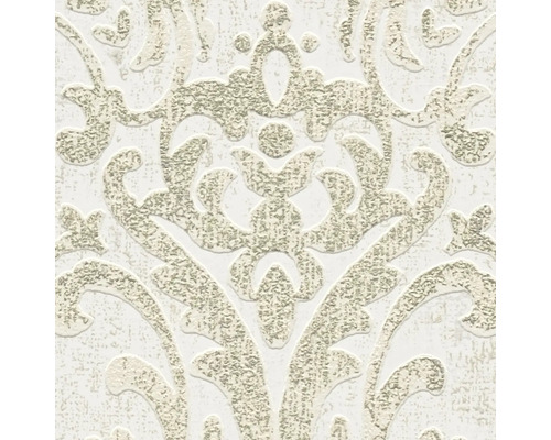 Vue détaillée d''un papier peint vinyle blanc avec motif ornemental