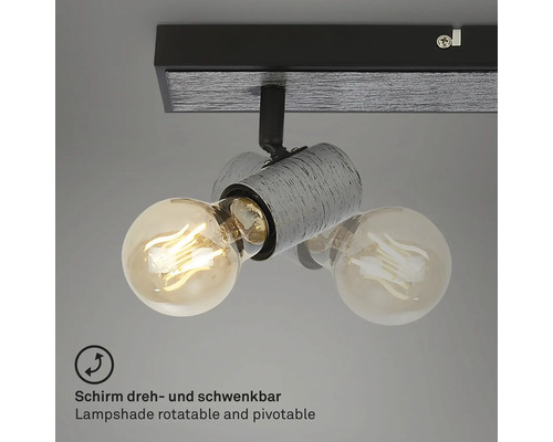 Deckenleuchte mit zwei dreh- und schwenkbaren Lampenschirmen