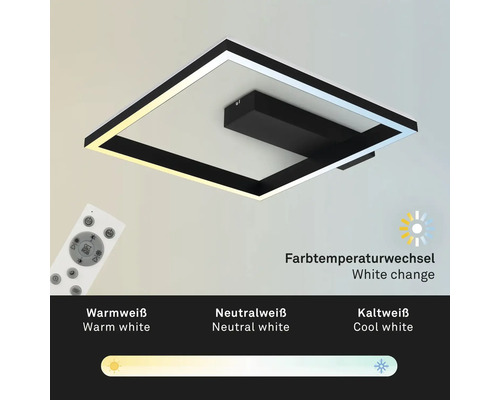 Quadratische LED Deckenleuchte mit Fernbedienung zur Farbtemperatursteuerung