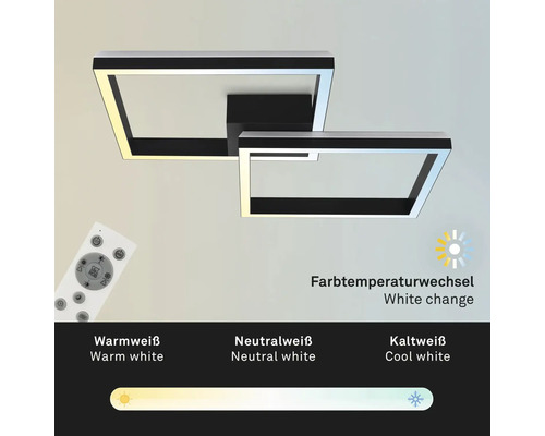 Quadratische Deckenleuchte mit Fernbedienung zur Farbtemperaturregelung