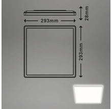 Plafonnier LED métal/plastique 18W 2400 lm 4000 K blanc neutre rétroéclairage hxLxp 28x293x293 mm Slim carré blanc-thumb-3
