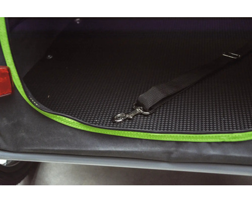 Intérieur d''une remorque pour chien avec sangle de fixation