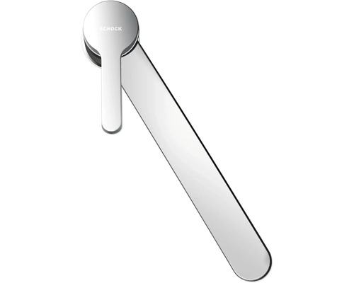 Logo Schock sur un levier de robinet de cuisine