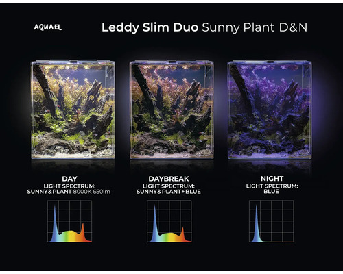 Aquael Leddy Slim Duo Sunny Plant D&N Aquarienbeleuchtung mit verschiedenen Lichtspektren