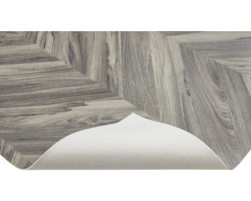 Sol vinyle à motif chevron avec dos blanc