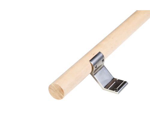Main courante en bois avec support en acier inoxydable pour escaliers