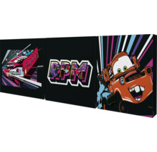 Tableau sur toile en trois parties avec des motifs du film Cars