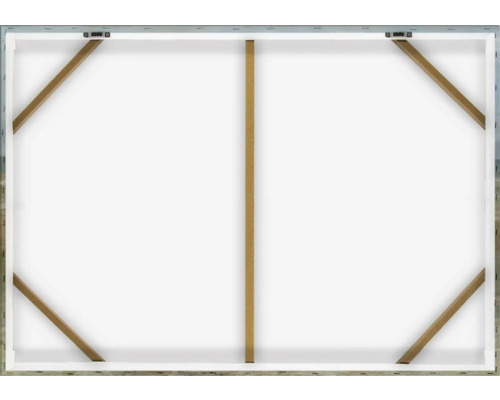 Dos d''une toile avec cadre en bois et système de suspension