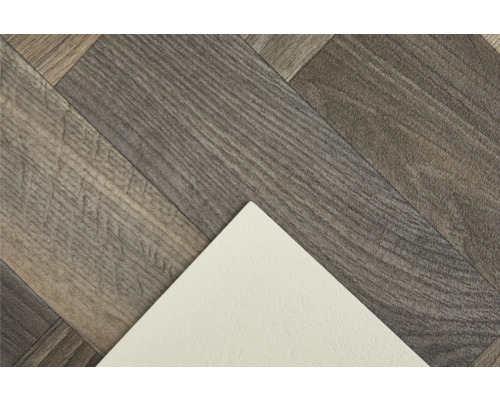 Sol vinyle à motif chevrons avec dessous beige