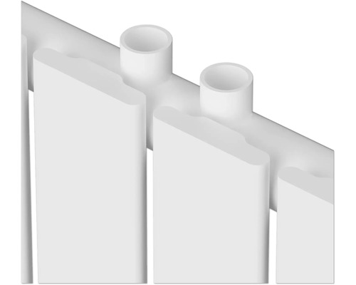 Vue détaillée d''un radiateur avec des tubes de radiateur verticaux.