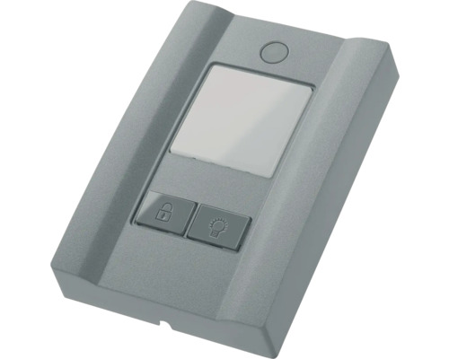 Graue Fernbedienung mit mehreren Tasten zur Steuerung elektronischer Geräte