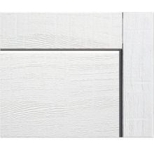 Detailansicht einer weißen Tür mit Holzstruktur