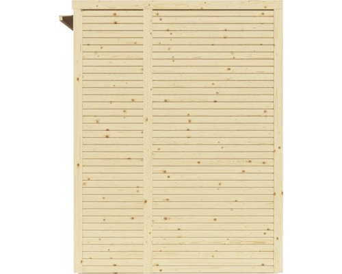 Holzwand aus horizontalen Brettern für ein Gartenhaus