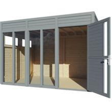 Gartenhaus Bertilo Cubo 3 Office inkl. Fußboden 336 x 240 cm hellgrau