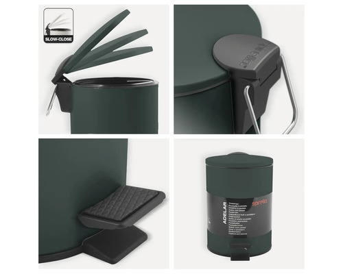 Poubelle à pédale Spirella avec fonction de fermeture douce