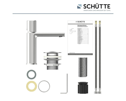 Robinet de lavabo avec accessoires et notice de montage