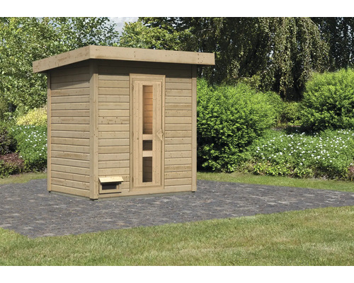 Chalet sauna Karibu Talos 1 sans poêle sans zone d'entrée avec porte en bois et verre isolant Chalet sauna Karibu Talos 1 sans poêle sans zone d'entrée avec porte en bois et verre isolant