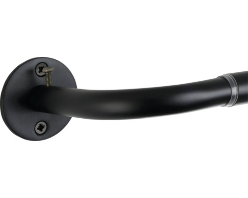 Schwarze Duschvorhangstange mit Schrauben zur Montage