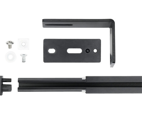 Metallwinkel, Schrauben, Unterlegscheiben und Montageschiene