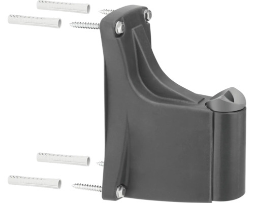 Support d'appareil gris avec vis et chevilles pour montage mural.