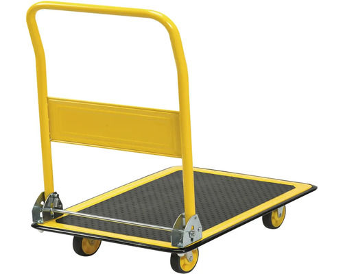 Gelber Plattformwagen mit vier Rädern