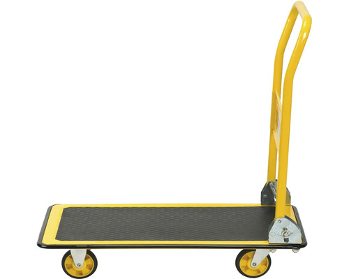 Gelbe Sackkarre mit schwarzer Ladefläche