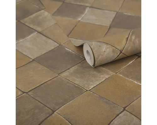 Tapetenrolle mit quadratischem Steinmuster
