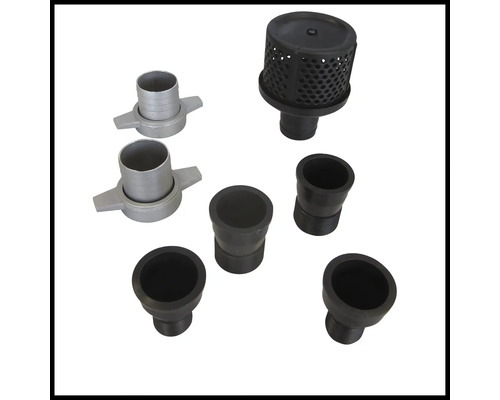 Verschiedene Wasserpumpen-Zubehörteile aus Metall und Kunststoff