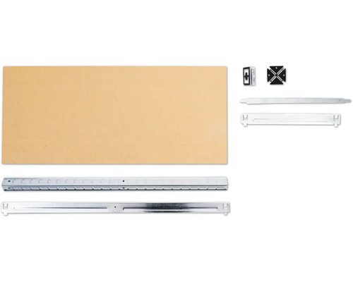 Kit de suspension pour meubles avec plaque de bois et accessoires de montage