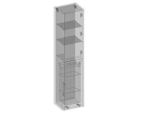 Armoire haute avec étagères et panier à linge pour salle de bain