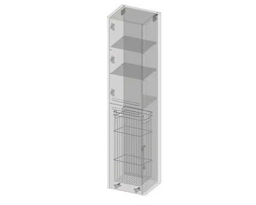 Armoire de salle de bains haute avec étagères et paniers pour un espace de rangement supplémentaire
