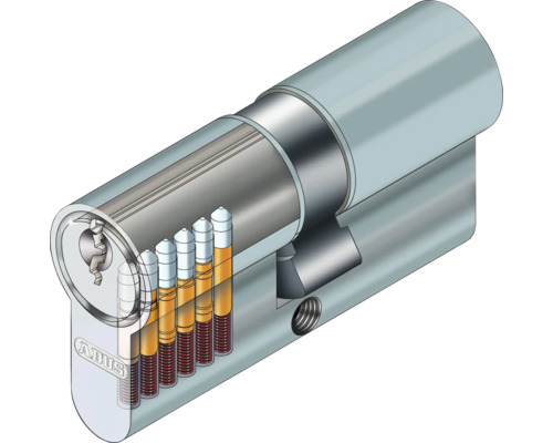 Illustration eines ABUS-Profilzylinderschnitts, der die interne Mechanik zeigt